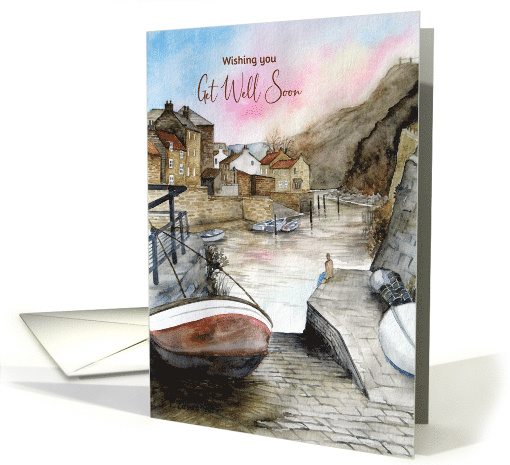 General Get Well Soon Staithes England Watercolour Painting card