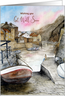 General Get Well Soon Staithes England Watercolour Painting card