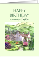 For Nephew on Birthday Rydal Mount Garden England Watercolor Painting card