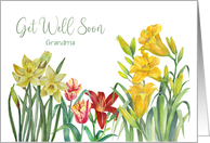 For Grandma Get Well Soon Custom Spring Flowers Watercolor Painting card