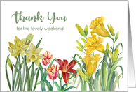 Thank You for The Weekend Spring Flowers Watercolor Floral Painting card