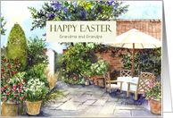 For Grandma and Grandpa on Easter Terrace of Manor House Painting card