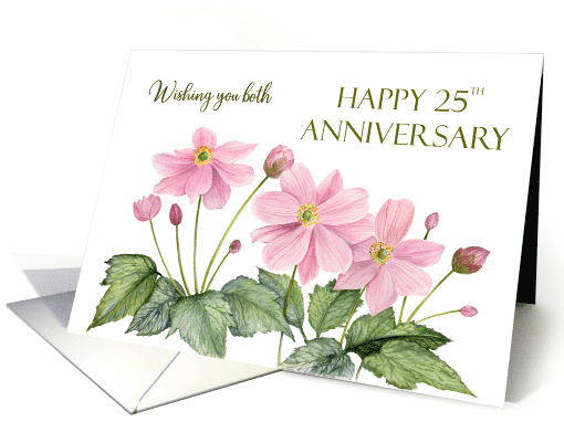 General 25th Wedding Anniversary Japanese Anemone Flower Painting card