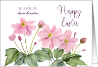 For Great Grandma on Easter Custom Watercolor Pink Japanese Anemone card