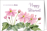 For Sister on Retirement Custom Watercolor Japanese Anemone Painting card