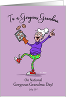 Gorgeous Grandma Day July 23rd Elderly Lady Baking Cookies Cartoon card