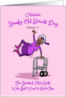 Spunky Old Broads Day February 1st Elderly Black Lady with Walker card