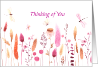 Thinking of You & Sending Smiles Your Way with Dragonflies, Flowers card