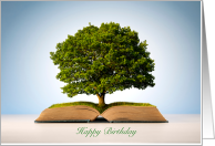 Birthday Wish A Large Tree Grows Out from the Center of an Opened Book card