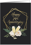 Happy 29th Anniversary with Geometric Frame Wine Glasses and Peonies card