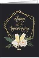 Happy 45th Anniversary with Geometric Frame Wine Glasses and Peonies card