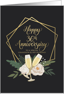 Grandson and Husband 36th Anniversary with Wine Glasses and Peonies card