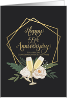 Granddaughter and Wife Happy 55th Anniversary with Wine Glasses card