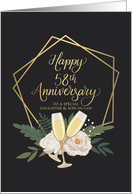 Daughter and Son In Law 58th Anniversary with Wine Glasses and Peonies card