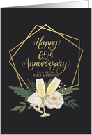 Niece and Wife 65th Anniversary with Frame Wine Glasses and Peonies card