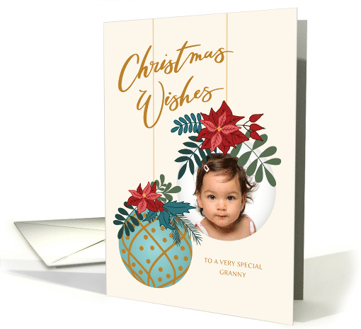 Custom Photo Christmas Wishes for Granny with Hanging Ornament card