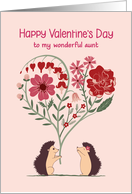 Aunt for Valentine’s Day with Hedgehogs and Heart Shaped Flowers card