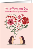 Grandmother for Valentine’s Day with Hedgehogs and Heart Shaped Flower card
