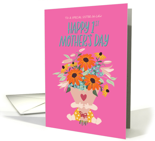 1st Mother's Day for Sister In Law with Light Skin Tone Baby card