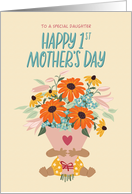 1st Mother’s Day for Daughter with Medium Skin Tone Baby holding Flora card