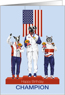 Birthday Dog and Cat Champions on Olympic Podium Team USA card