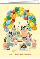 Birthday for Kids Dogs and Cats Singing Happy Birthday Rainbow Cake card