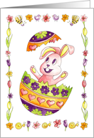 Bunny Rabbit Popping out of Easter Egg card