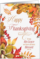 Christian Thanksgiving Autumn Leaves and Acrons Scripture card