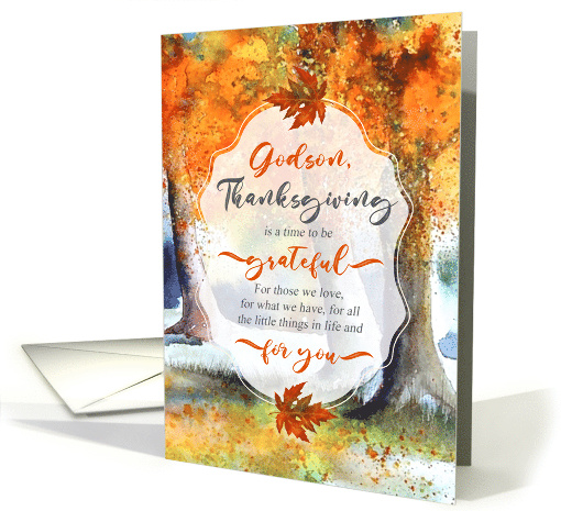 Godson Thanksgiving Autumn Watercolor Grateful for You card (1740060)