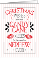 for Young Nephew Candy Cane Kisses Christmas Wishes card