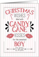 for Young Boy Candy Cane Kisses Christmas Wishes card