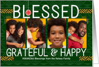 Kwanzaa Blessed Grateful and Happy Tribal Patterns Photo card