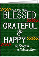 Blessed Grateful and Happy Tribal Holiday card