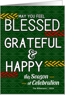 Blessed Grateful and Happy Tribal Holiday Custom Name card