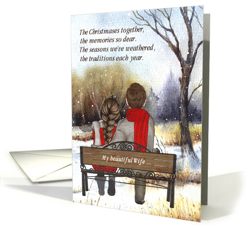 for Wife on Christmas Young Caucasian Couple Country Snow card