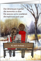 for Husband on Christmas Young Caucasian Couple Country Snow card