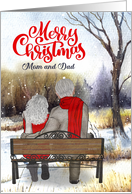 Mom and Dad Christmas Senior Couple Winter Bench card