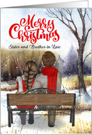 Sister and Brother in Law Christmas Couple Winter Bench card