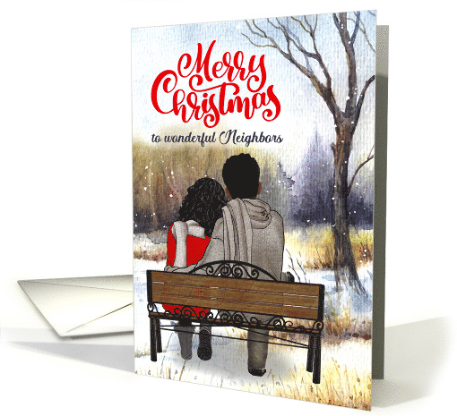 for Neighbors Christmas Young Black Couple Winter Bench card (1743994)