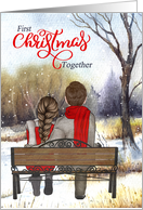 1st Christmas Together Young Couple on a Winter Bench card