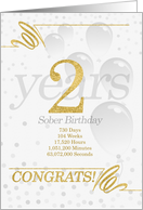 2 Years Sober Birthday Faux Gold Glitter with Silver Gray card