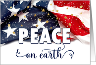 Peace on Earth American Flag Patriotic with Gold Stars card