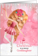 for Goddaughter Christmas Ballerina in Pink and White card