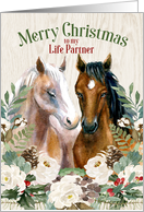 for Life Partner Horse Pair Country Christmas with Western Style card