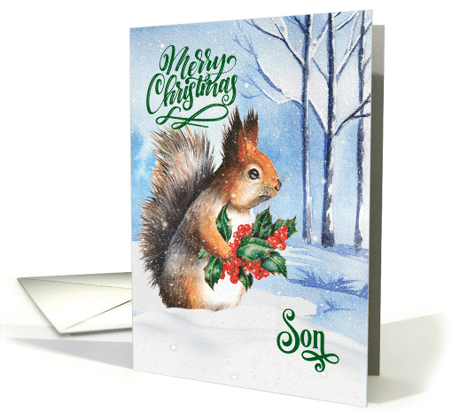 for Son Christmas Squirrel Winter Woodland Theme card (1747872)