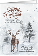 Romantic Christmas Reindeer in a Snowy Forest Masculine card