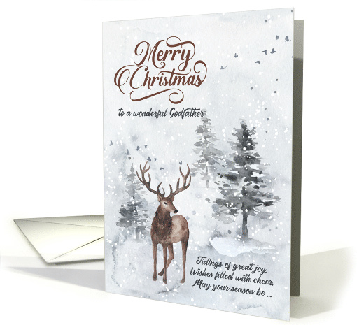 for Godfather on Christmas Reindeer in a Snowy Forest card (1748682)