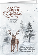 for Son in Law on Christmas Reindeer in a Snowy Forest card