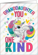 Granddaughter Valentine Rainbow Colored Unicorn One of a Kind card