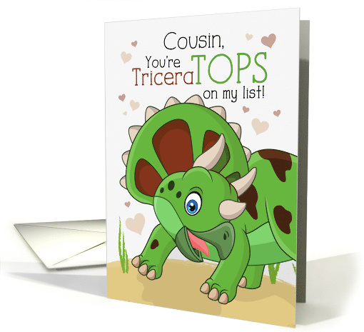 Young Cousin Valentine You're TriceraTOPS Dinosaur Theme card